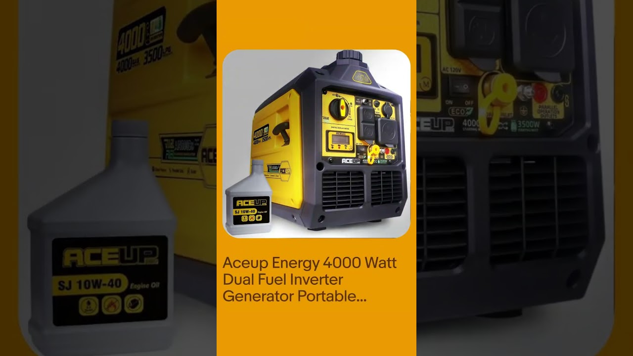 Aceup Energy 4000 Watt Dual Fuel Inverter Generator Portable Quiet, Gas, Propane