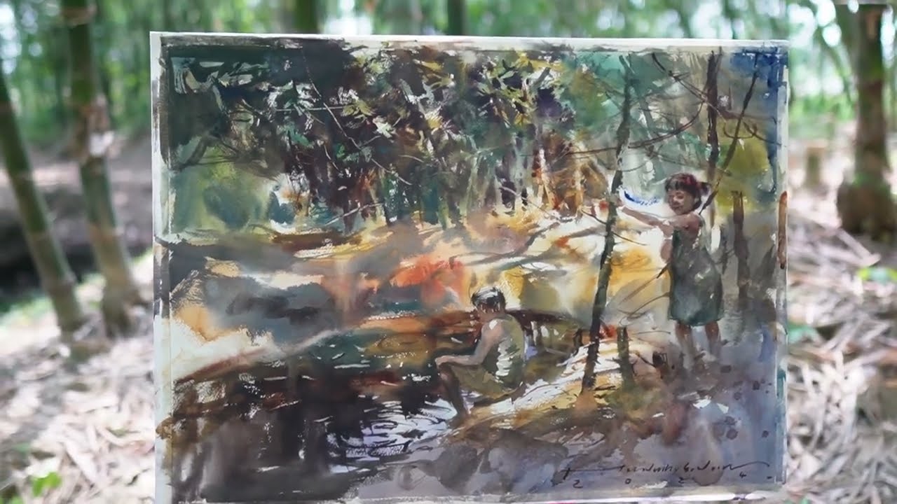 Easy Bamboo Landscape Painting with Composition Tips