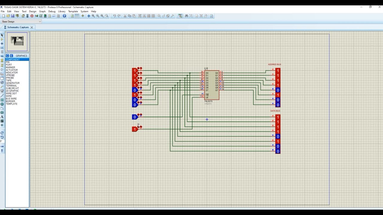 Sistem kerja IC 2764 Menggunakan Proteus (EPROM Simulation)