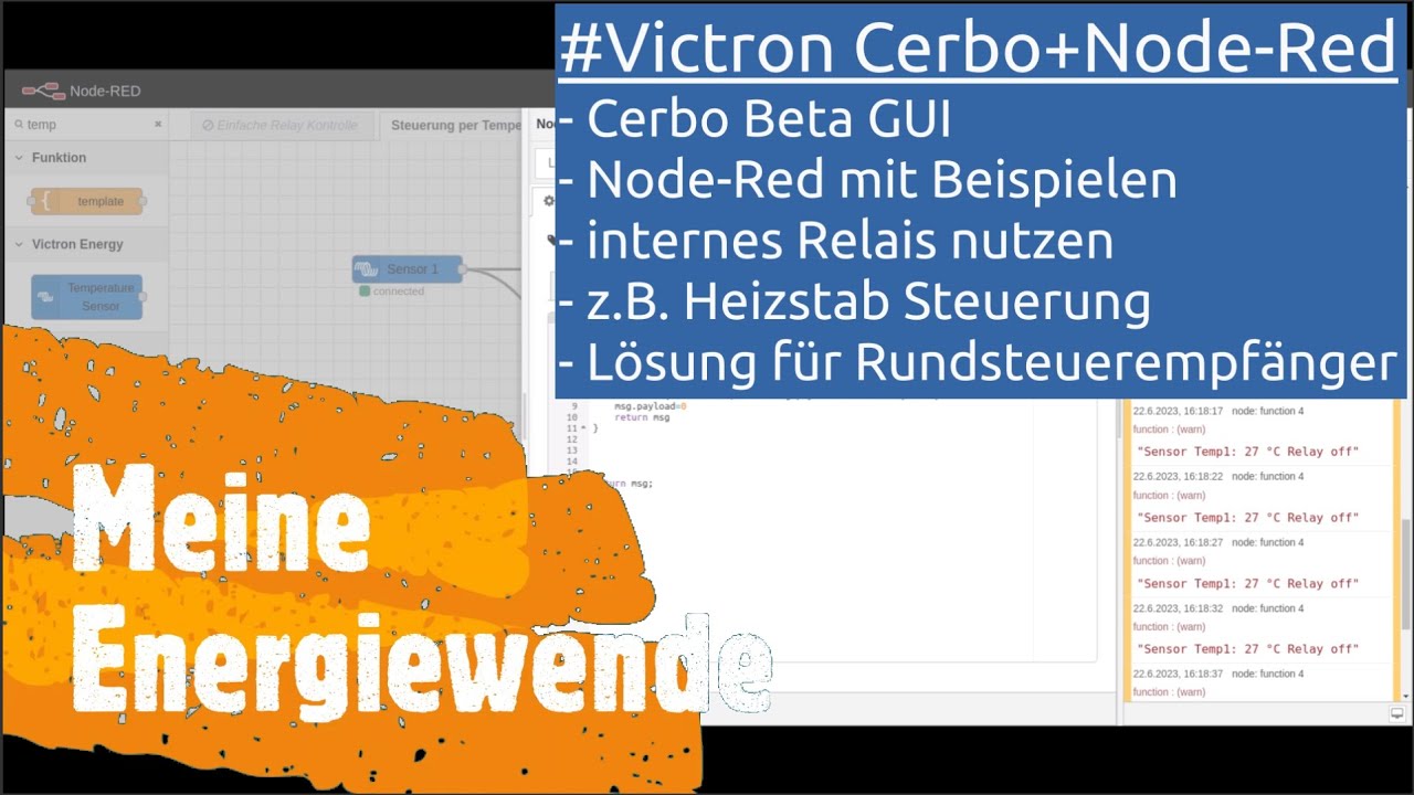 #Victron 1x1: #Cerbo - GUI,Heizstab,SOC mit #Nodered