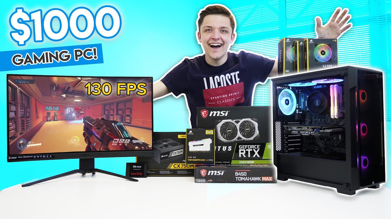 Insane $1000 Gaming PC Build 2020! [Ryzen 5 & RTX 2060S w/ 1440p 60FPS Benchmarks!]