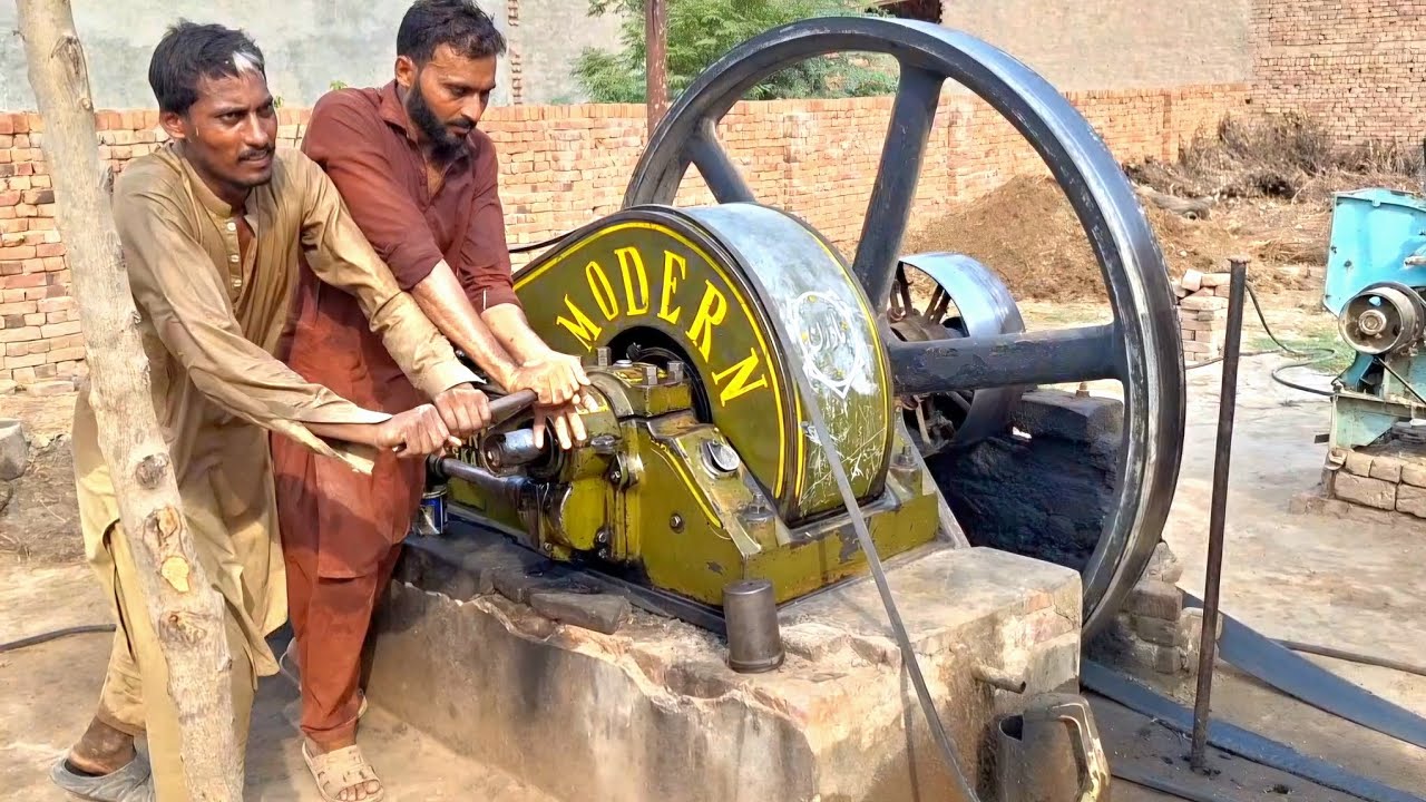Hard Work Dangrous Starting Up Old Black Desi Engine '' Starting Up Old Black Desi Engine