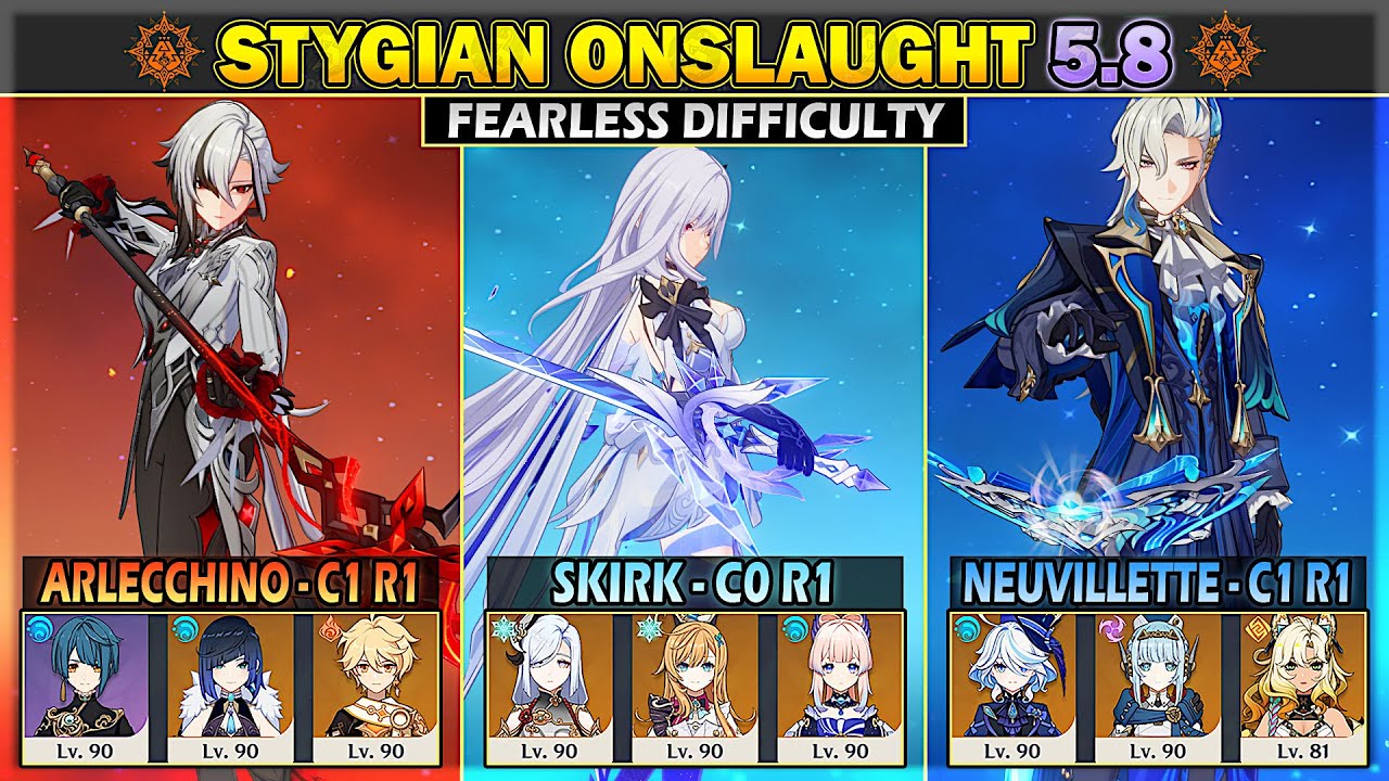 Arlecchino, Skirk, Neuvillette | Difficulty 5 Stygian Onslaught 5.8 - Fearless | Genshin Impact