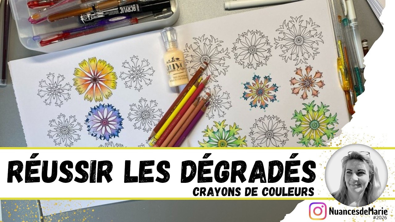 COMMENT REUSSIR LES DEGRADES aux crayons de couleurs facilement idéal pour débutant coloriage adulte