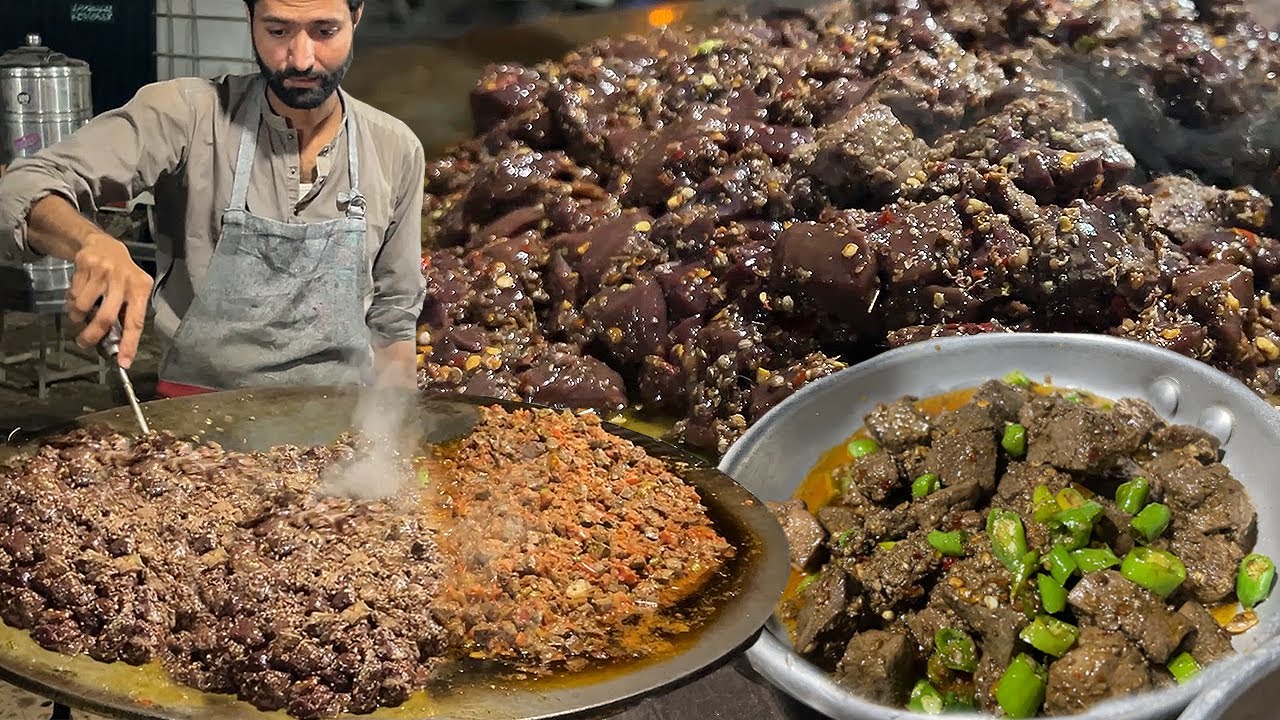 Tawa Fry Kaleji | Mutton Fried Liver Recipe | Street Food Peshawari Tomato Masala Tawa Kaleji Fry