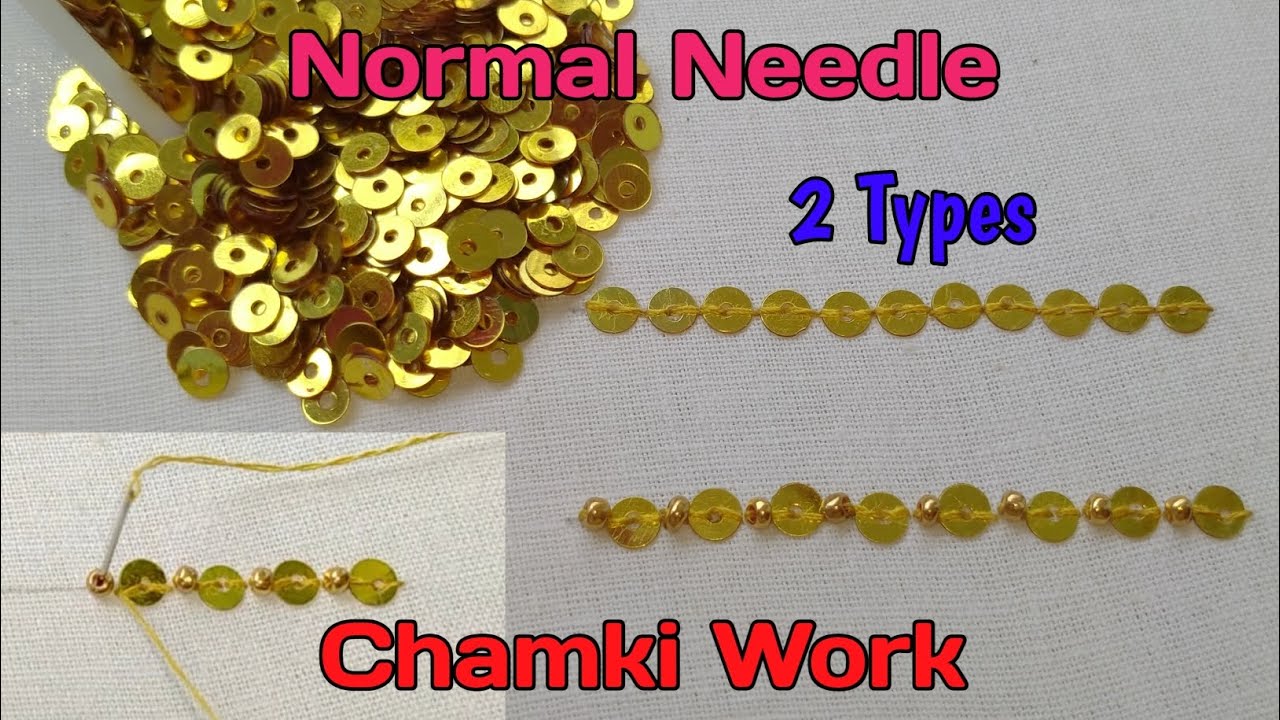 Normal Needle Chamki (Sequence) Work (2 Types) Stitch In Tamil | Shobika Aari Work Class