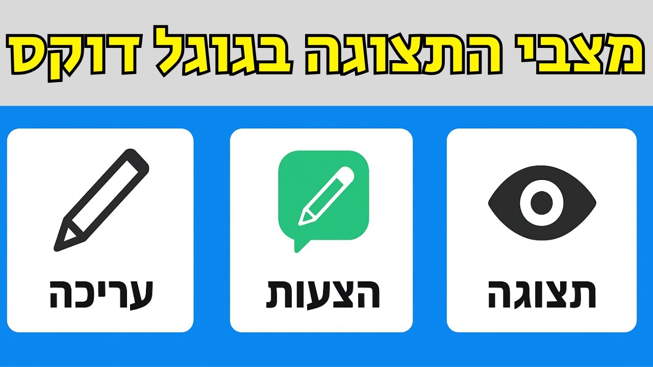 🔎 מצבי התצוגה בגוגל דוקס – מה ההבדל בין עריכה, הצעות ותצוגה בלבד?