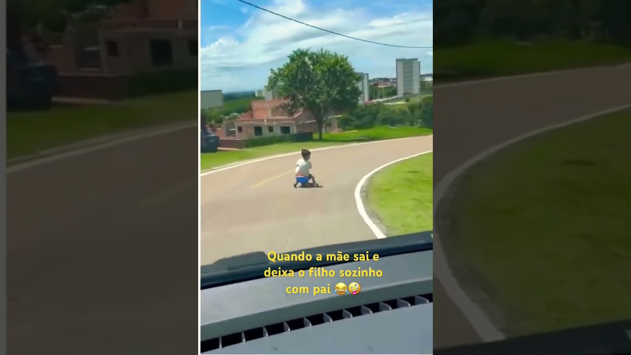 Mae: quando a m&atilde;e sai e deixa o filho sozinho com pai😂😂