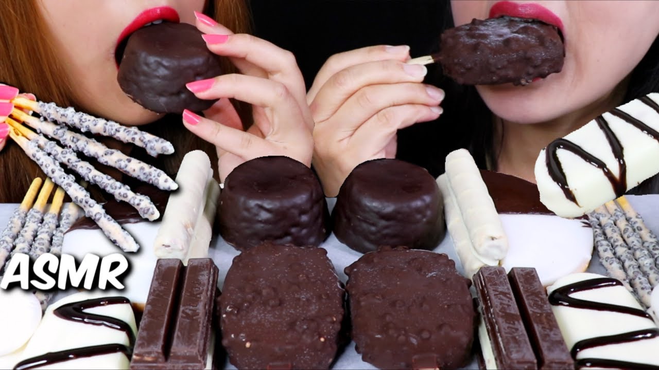 ASMR DARK CHOCOLATE ICE CREAM, CHOCOLATE CAKE, KITKAT, WAFER ROLLS, COOKIE 리얼사운드 먹방 | Kim&Liz ASMR