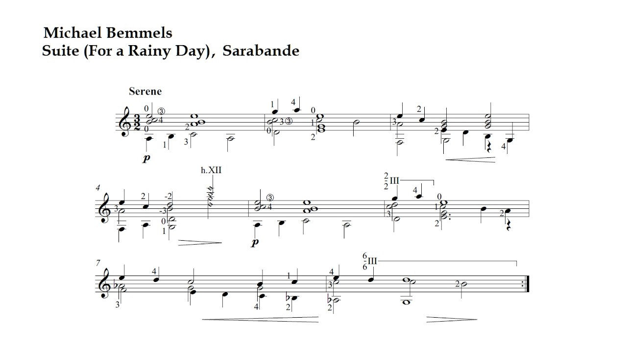 Michael Bemmels. Sarabande, Suite (For a Rainy Day)