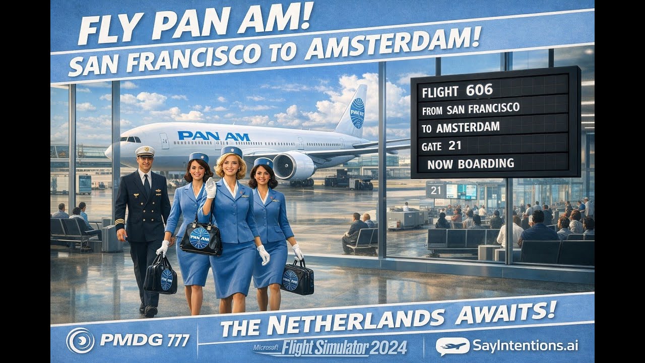 San-Francisco to Amsterdam - PMDG 777-200ER - MSFS 2024 - SayIntentionsAI