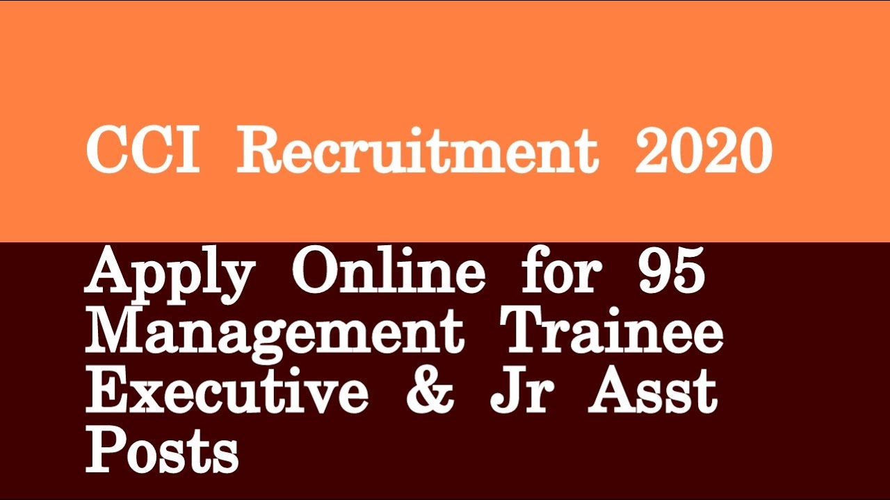 CCI Recruitment 2020 Apply Online for 95 Management Trainee Executive & Jr Asst Posts