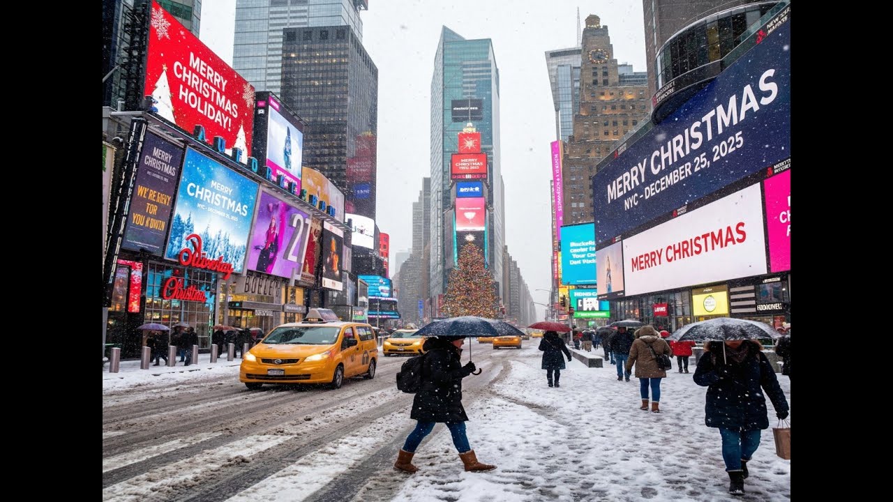 Welcome to Snow York ❄️☃️ NYC saw the first big snowfall of the season in 4K Christmas 2025
