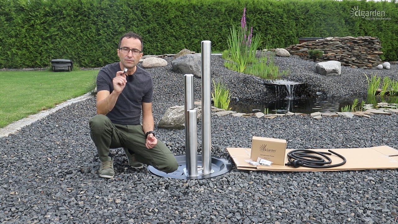 Aufbau Anleitung CLGarden Edelstahl Säulenbrunnen ESB1