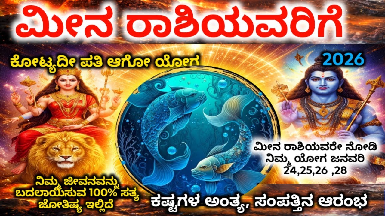 ಮೀನ ರಾಶಿ 2026: ಜನವರಿ 24–27 | ವಿಷ್ಣು–ಲಕ್ಷ್ಮಿ ಮಹಾ ರಾಜಯೋಗ | meena rashi 2026 | maha bhavishya
