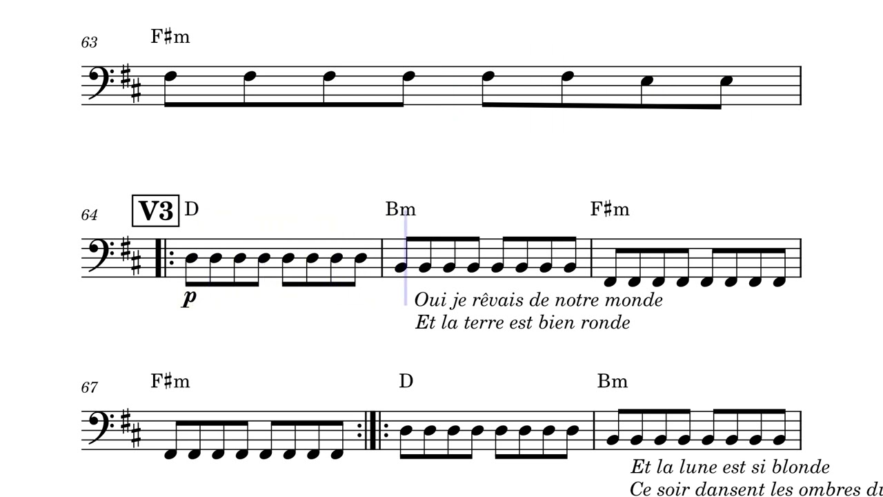 Un Autre Monde bass transcript in D dvb2026