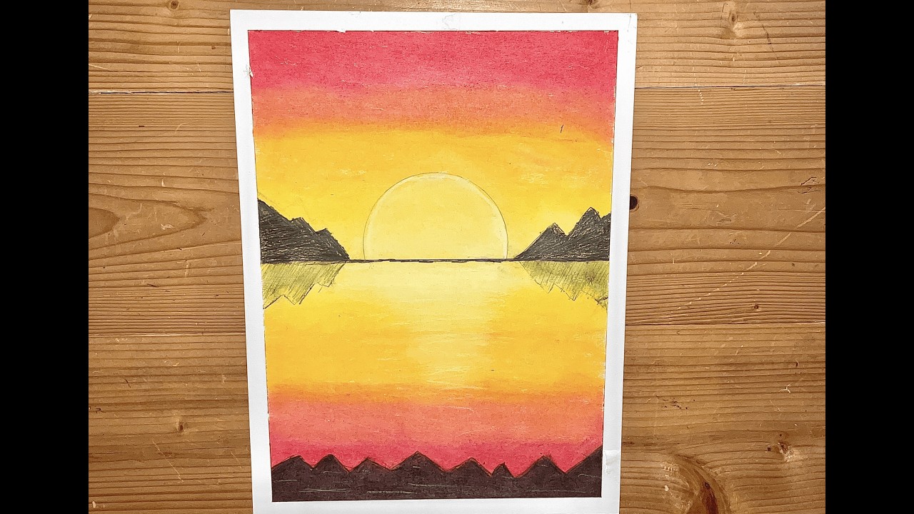Easy Oil Pastel Sunset Drawing - Step-by-Step for Beginners