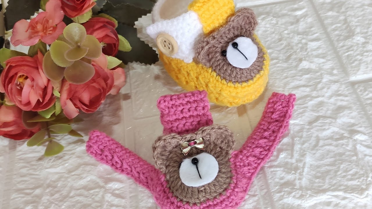 Sapatinho com ursinho de crochê essa técnica você vai adorar 🐻shoes crochet baby 