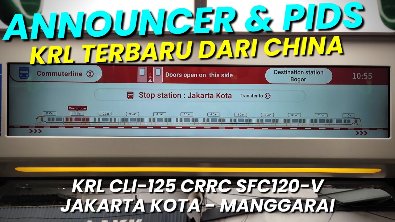 Suara Announcer dan PIDS KRL Terbaru CRRC SFC120-V | Naik KRL CLI-125 Jakarta Kota - Manggarai