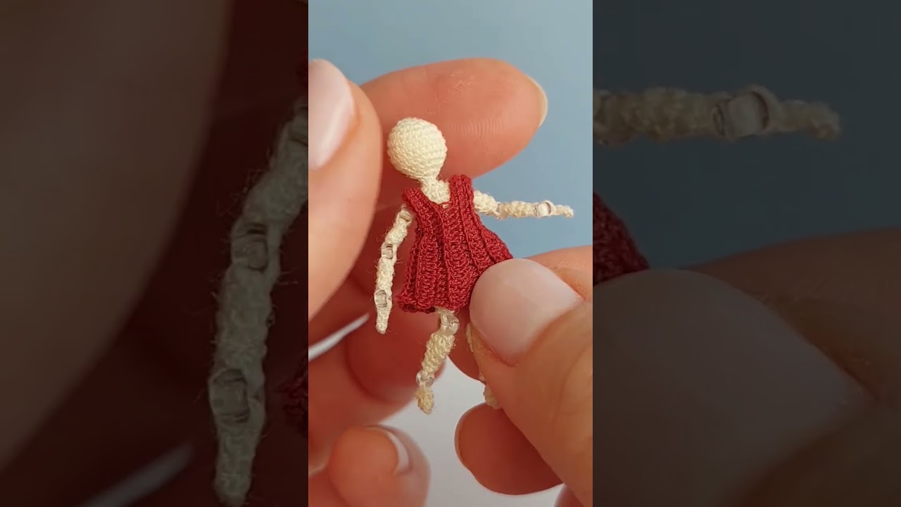 Crochet cherry jacket for BJD doll #microcrochet #cherry #crochetclothes