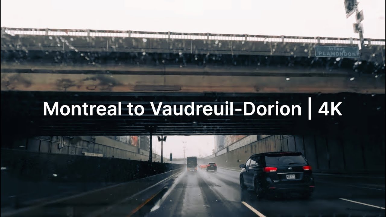 Driving in Montreal:  Montreal to Vaudreuil-Dorion. Foggy weekend. | 4K