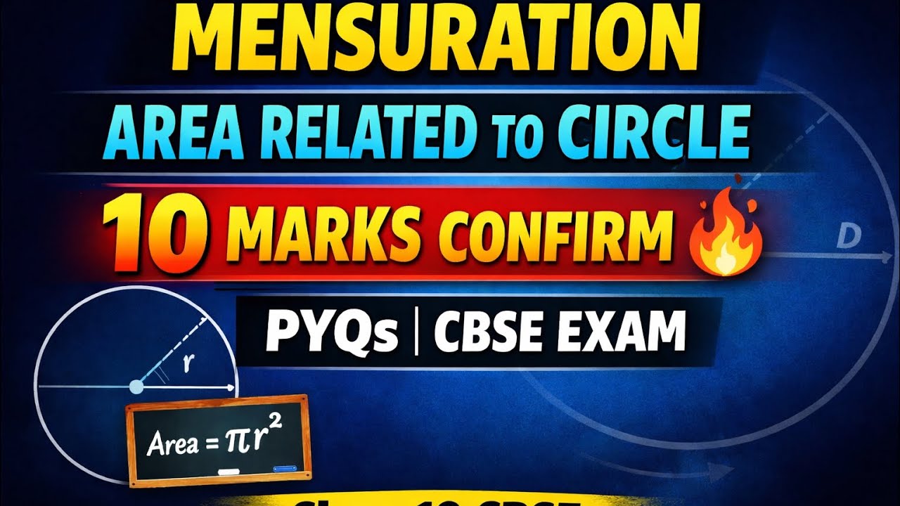 Mensuration – Area Related to Circle | Most Important Previous Year Questions | CBSE Exams 🔥