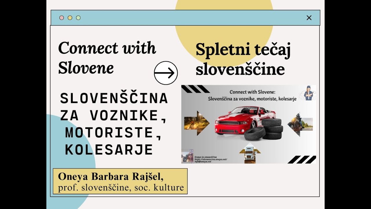 Online course of Slovene language: Slovenščina za voznike, motoriste, kolesarje, subtitles