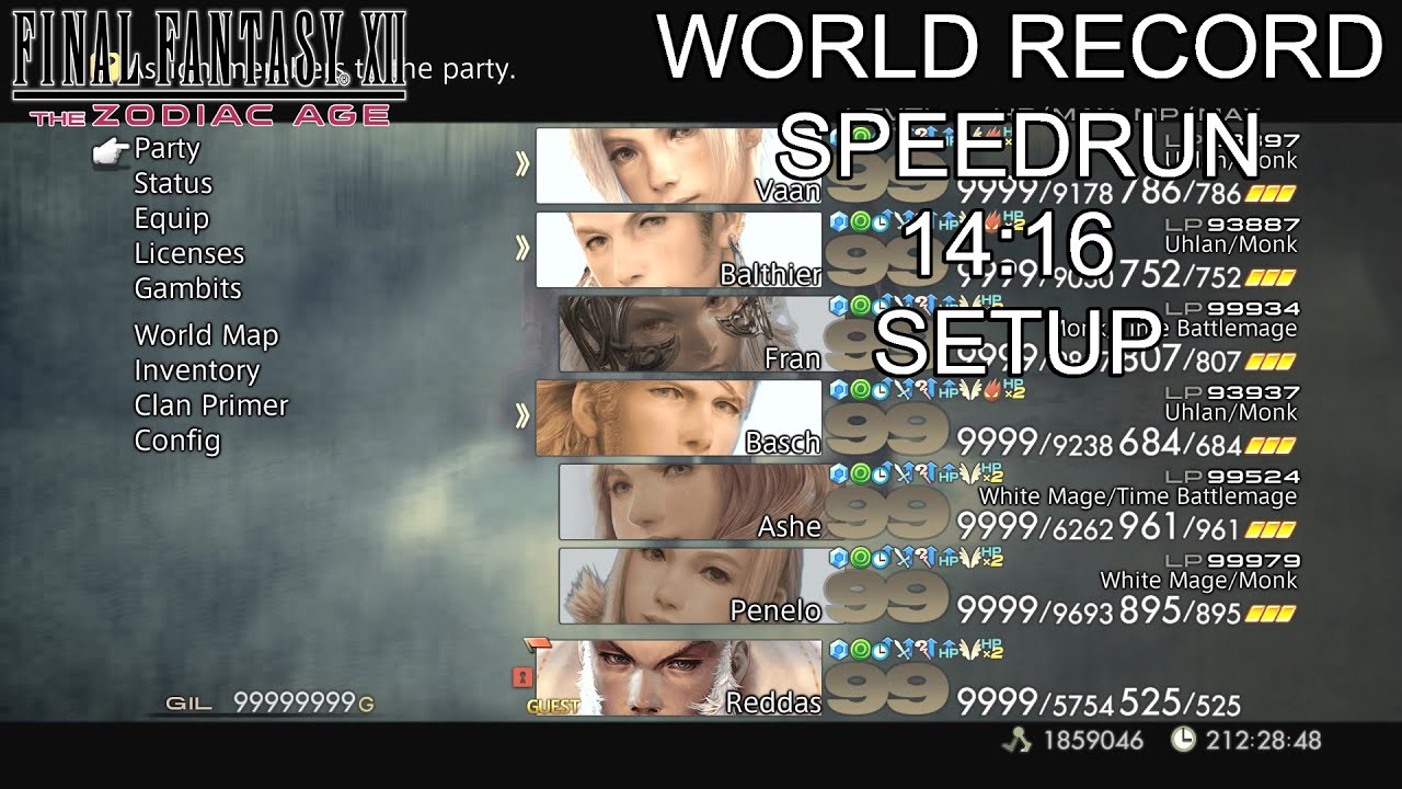 FF XII: TZA Trial Mode [WR] Speedrun 14:16 [WORLD RECORD] Setup