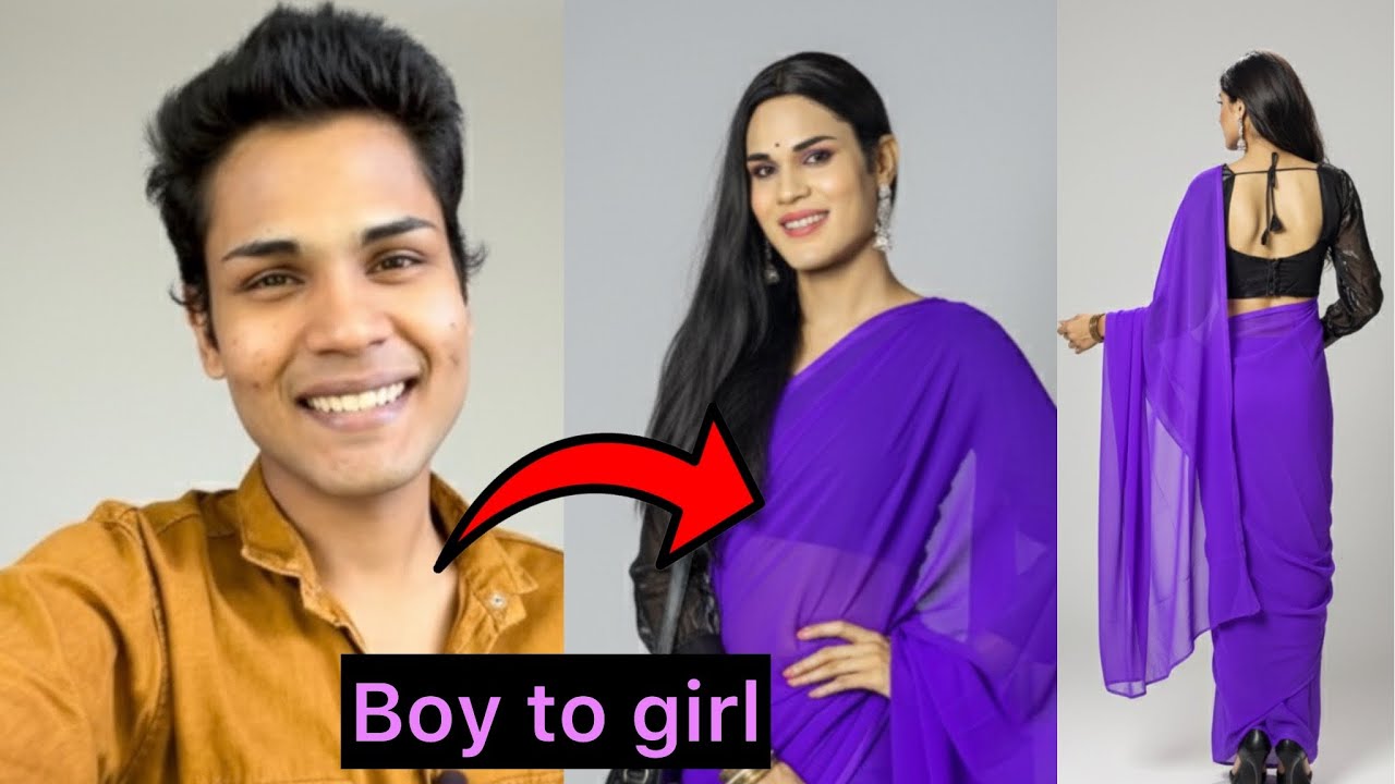 Quick Boy to Girl Transformation 💜 | Purple Saree Glam Look in 8 Minutes | Short Version (4K)