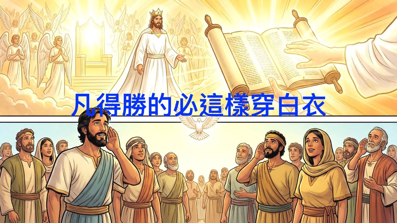 詩歌SS-45010【凡得勝的必這樣穿白衣】啟示錄3章5-6節〖羊咩咩-Ai聖經經文詩歌工作室〗