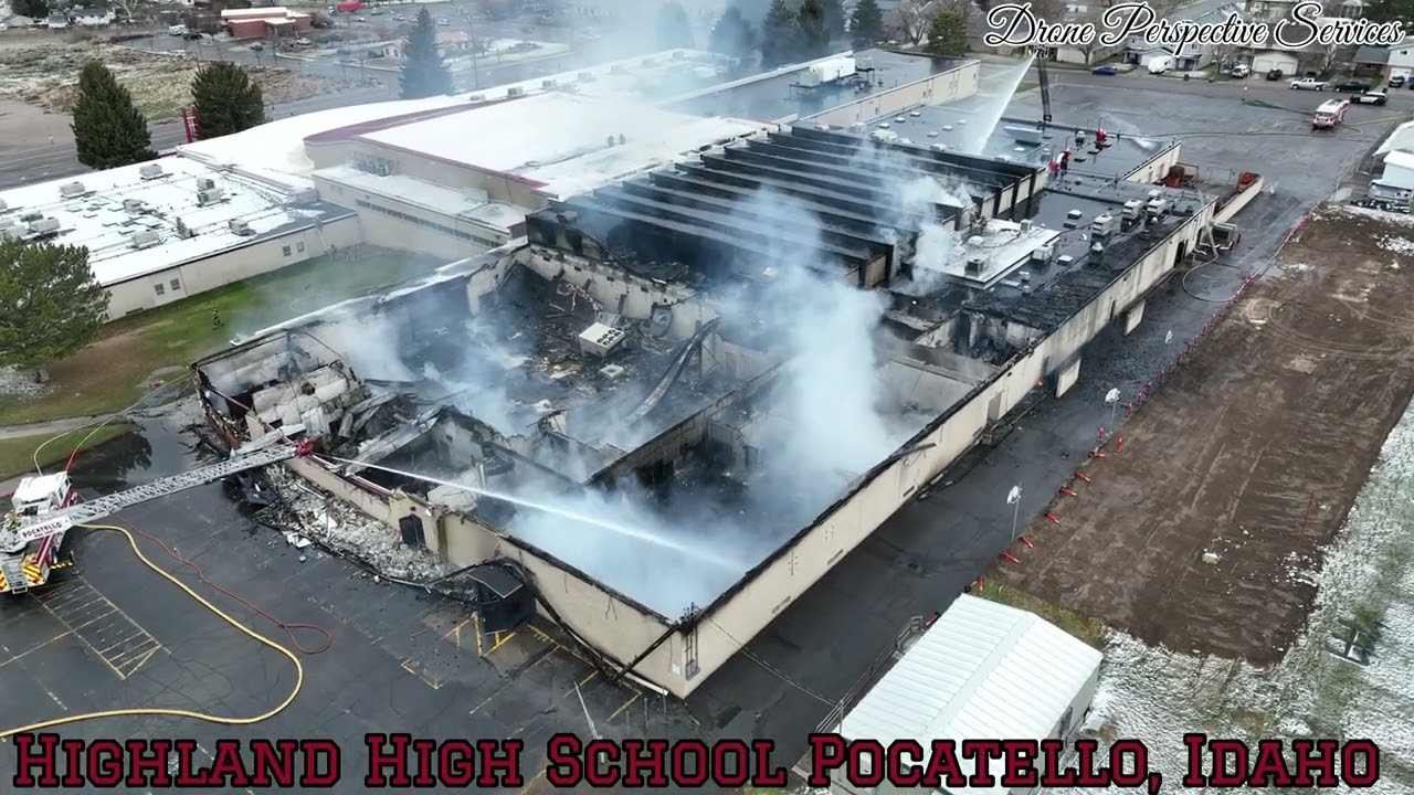 Highland High School Fire 2023 – Drone Documentation of the April Blaze