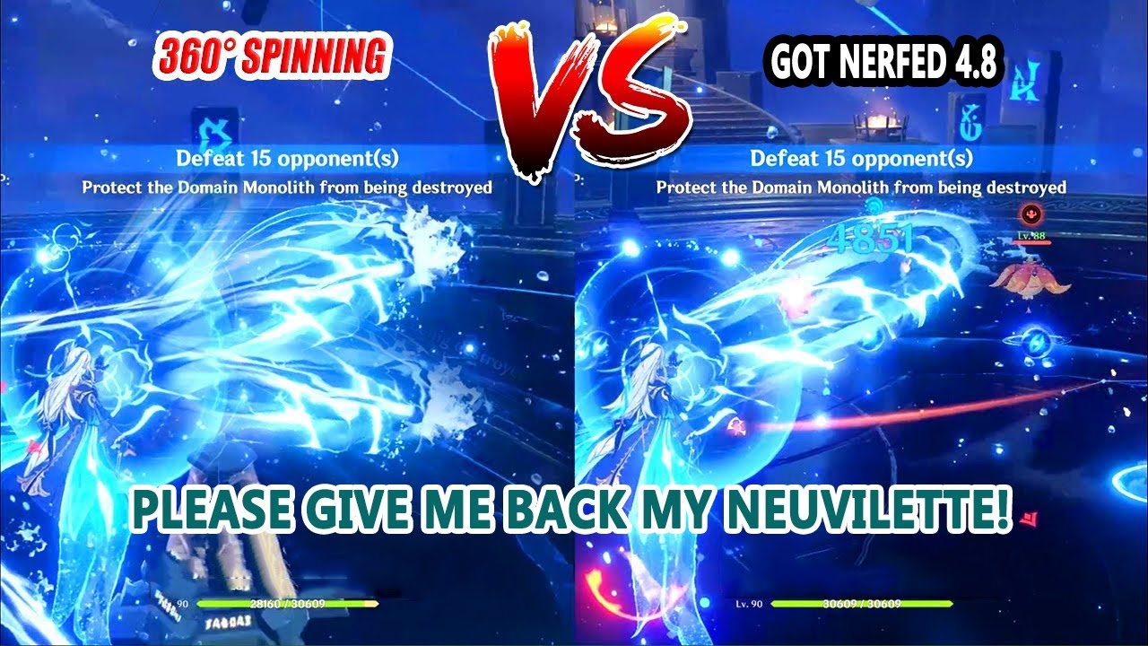 Neuvillette Spin to Win got Nerfed by Mihoyo on 4.8 : Old vs New Comparison | Let him Roll Back!
