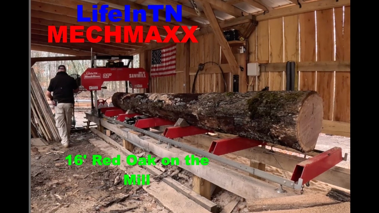 MechMaxx SM32 Milling 16 foor Oak log #lifeintn #homestead #sawmill #sawmilllife #mechmaxx