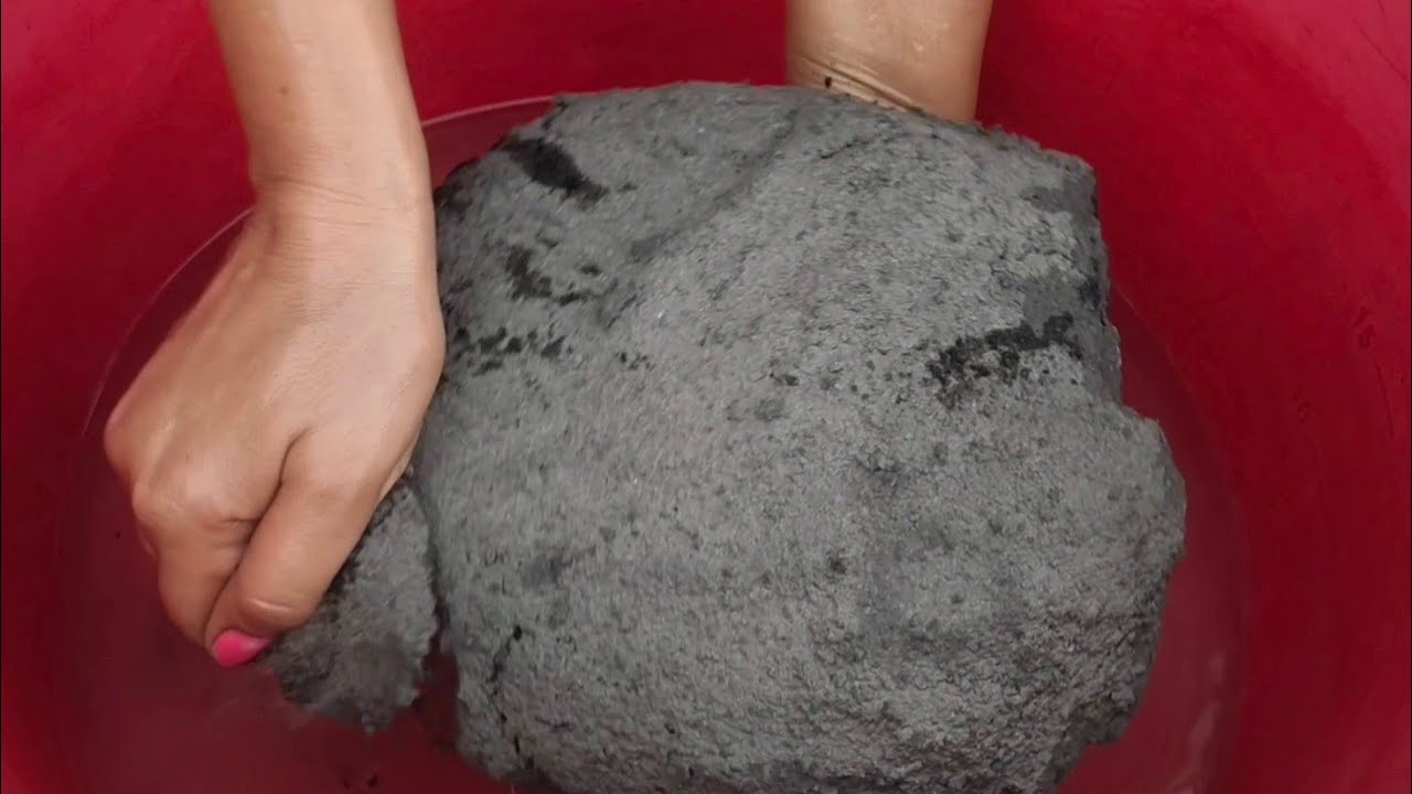 Pure Gritty black charcoal dry and water 💦 crumbling by Sa Asmr