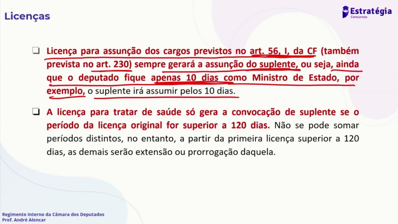 Aula 9 Video 4 RICD Art 226 a 252  Dos Deputados Parte 3