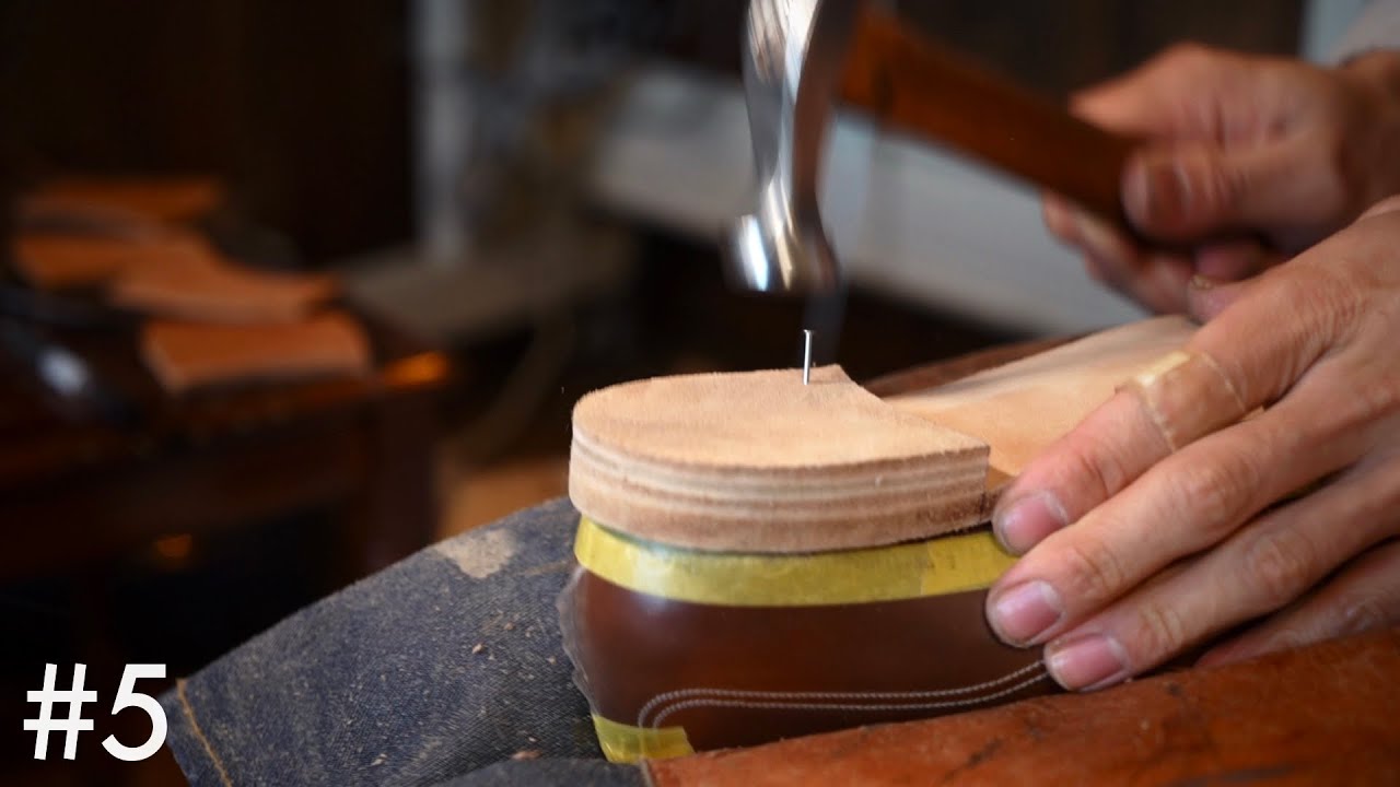 シンコードバンで作る靴｜革の積み上げヒールとビンテージスチール