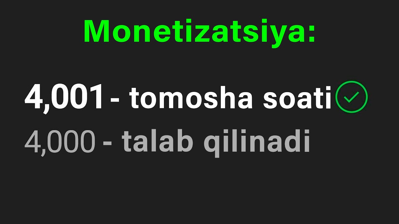 4,000 SOAT YIG'ISHNING ENG OSON USULLARI! (1 Haftada Monetizatsiya Ulash)