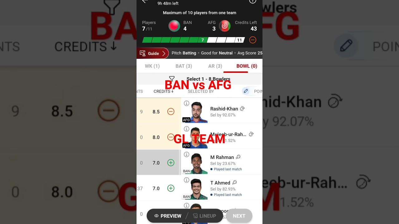 BAN vs AFG Dream11 Prediction | BAN vs AFG Dream11 Prediction Today Match | BAN vs AFG #msdhoni
