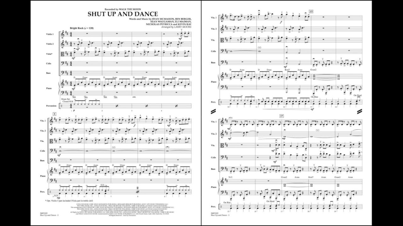 Shut Up and Dance arranged by Larry Moore