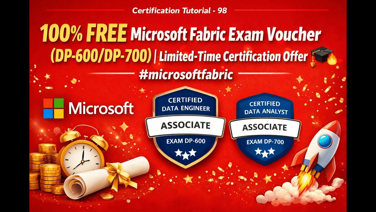 100% БЕСПЛАТНЫЙ ваучер на экзамен Microsoft Fabric (DP-600/DP-700) | Ограниченное по времени пред...
