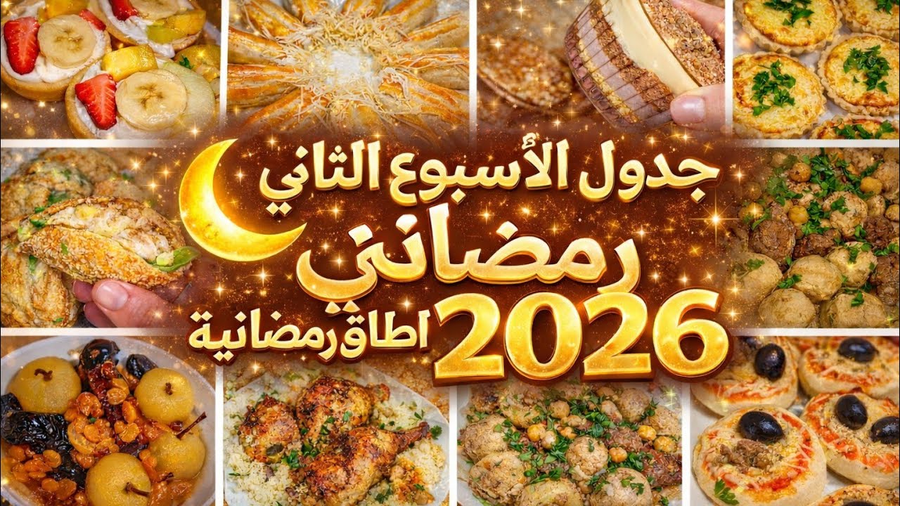 جدول الأسبوع الثاني من رمضان🌙 اقتراح اطباق رئيسية 🧆 مملحات🍕تحليات🍨7 طاولات👌تنقص عليك الحيرة التخمام 