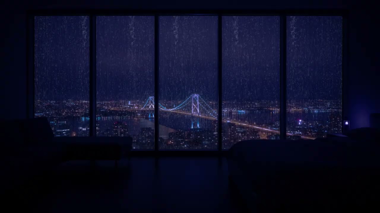 2AM Rain in New York 🌧️ Alone in a High-Rise Apartment | Calm Thunder for Deep Sleep