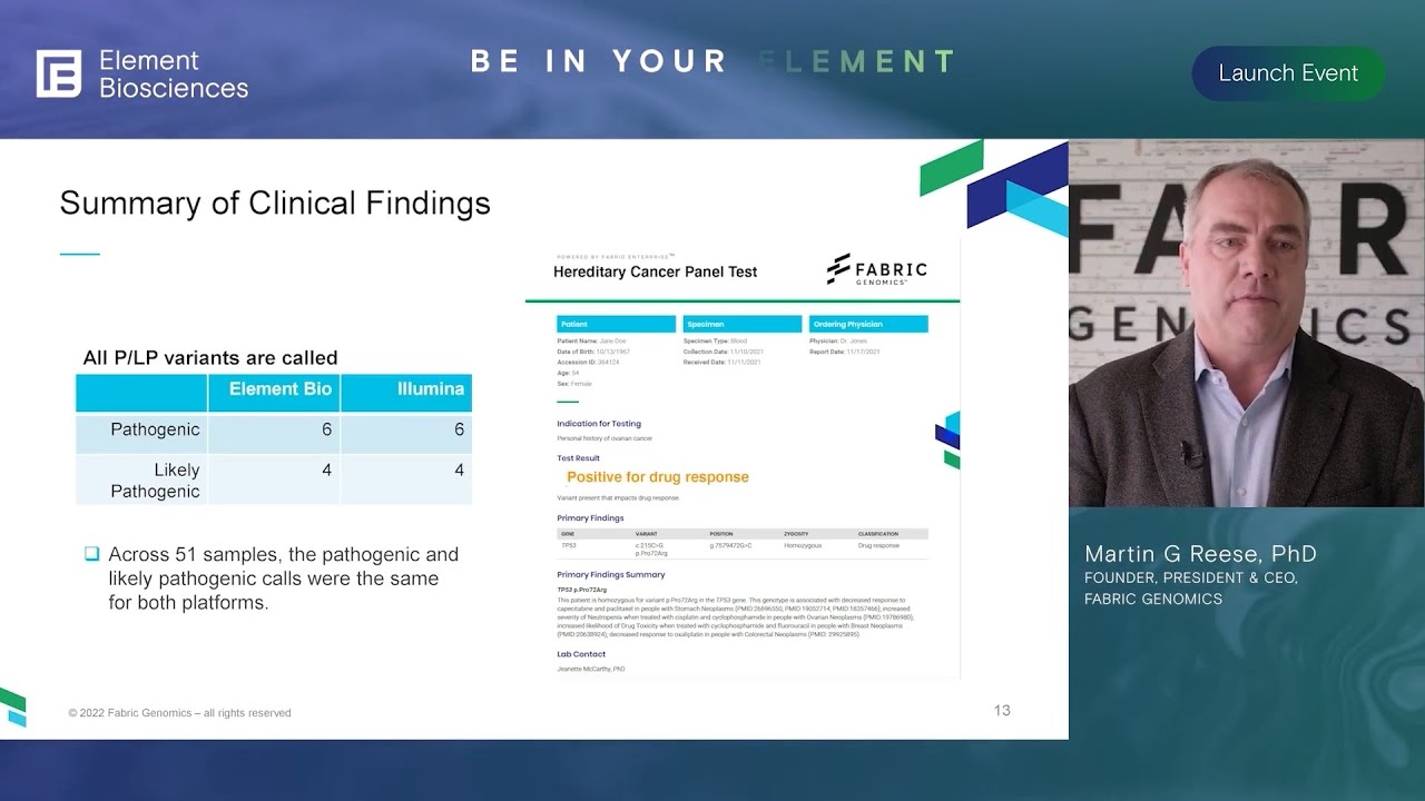Exploring Clinical Sequencing with Element & Fabric Genomics