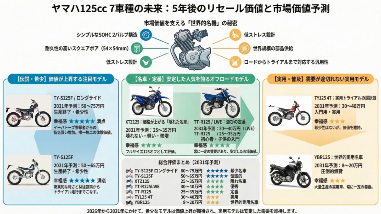【ヤマハ125cc伝説】創造神・木村治男が魂を宿し出光イーハトーブトライアル大会でプロトタイプを走らせた名機スコルパTY-S125F。ホンダ対抗の世界戦略エンジンが生んだ奇跡と5年後の驚愕リセール予測