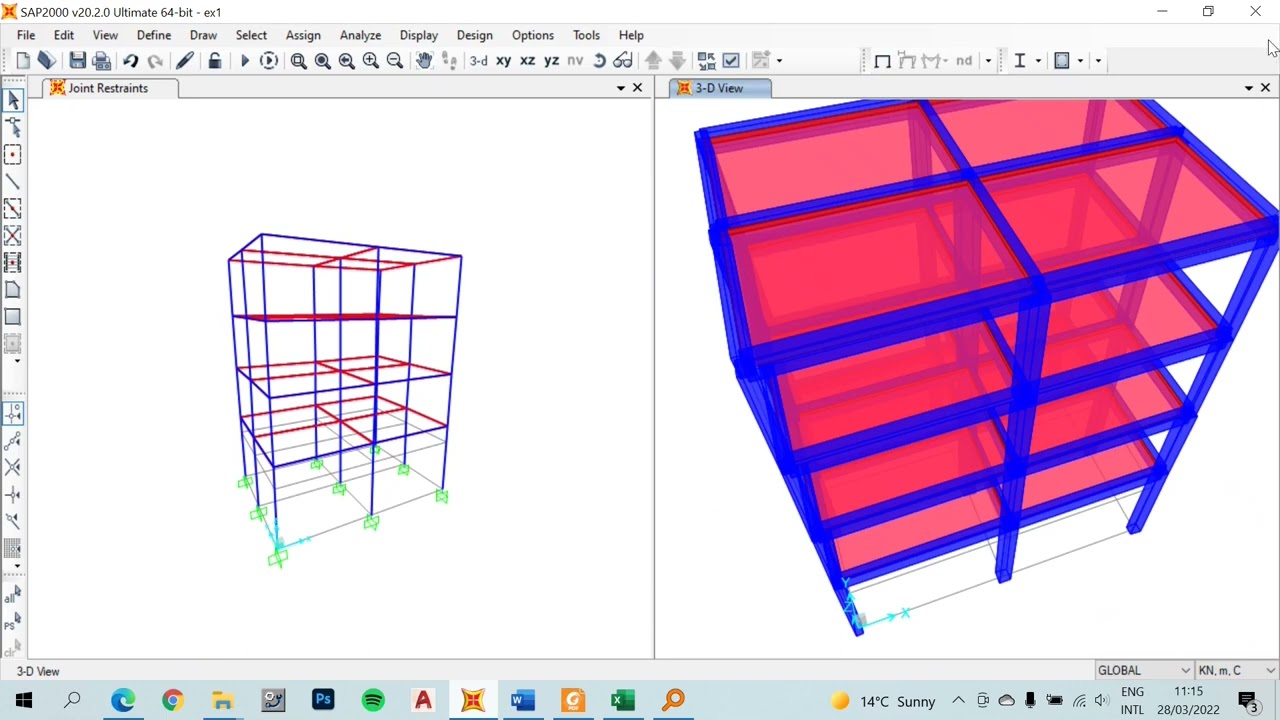 Seismic design of a simple RC structure in SAP2000 2