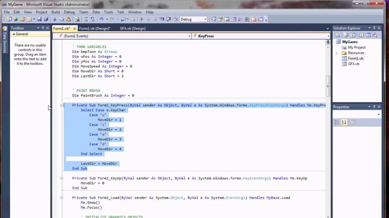 Visual Basic Game Programming Tutorial - Part 4 UPDATE - Improved Input and Character Movement
