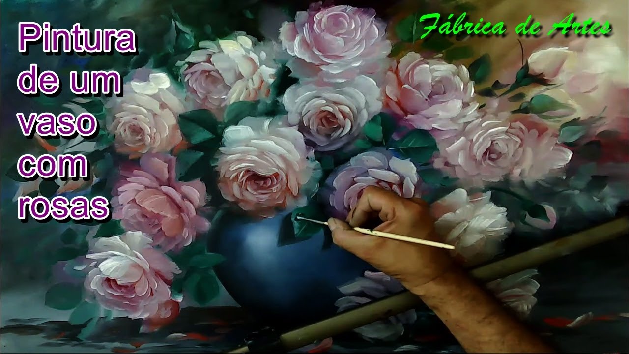 Como pintar um vaso de rosas ( estilo solto )