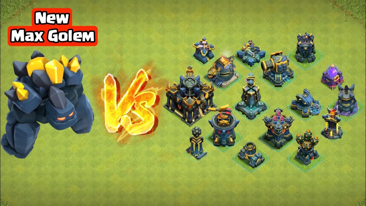 New Max Level Golem vs Every Max Defense! - Clash of Clans