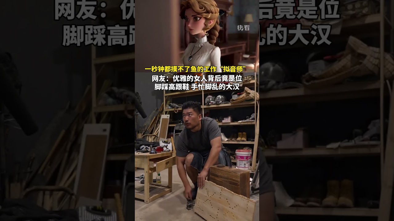 一秒鐘都摸不了魚的工作「擬音師」！ 網友：優雅的女人背後竟是位腳踩高跟鞋，手忙腳亂的大漢...（@新華社快看）