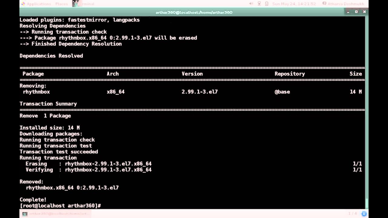 Removing unnecessary dependencies using YUM